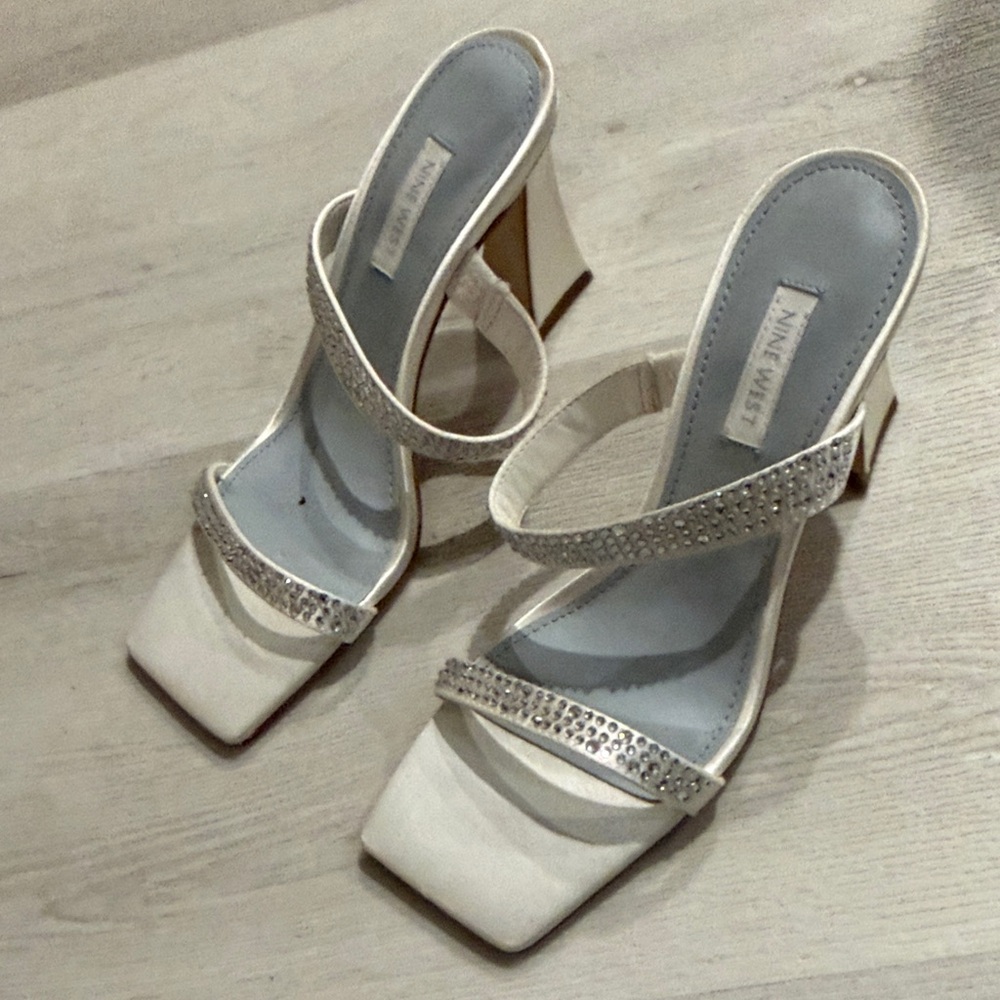 Nine West Cream and Silver Embellished Heels - Picture 3 of 7